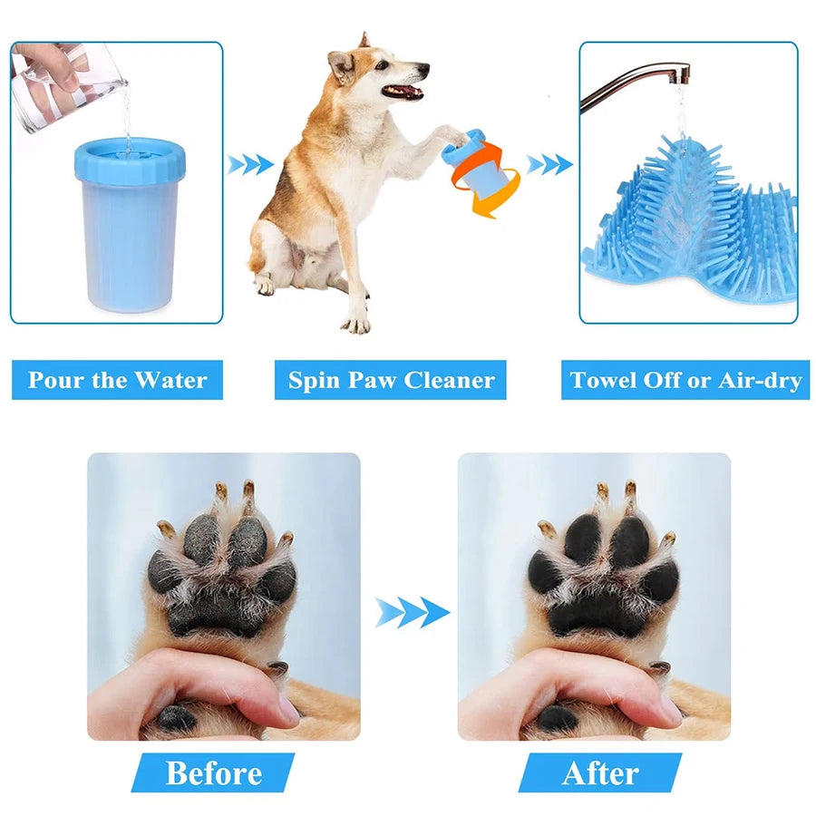 1Pc Pet Plastic Foot Wash Cup S L XL Large Size Silicone Brush Dog Cat Clean Foot Mud Removable Cleaning Foot