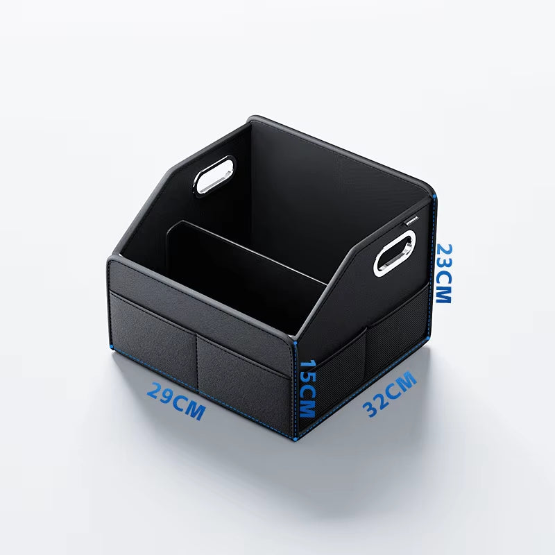 Car Trunk Organizer Storage Box PU Leather Vehicle Folding Collapsible Cargo Boot Organiser Box for SUV MPV Auto Seat Back Box