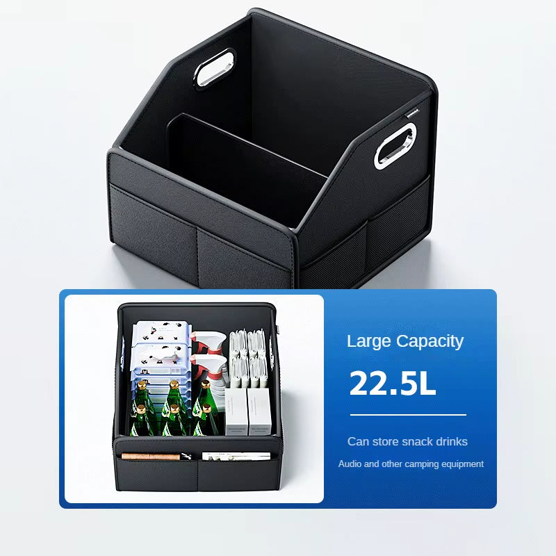 Car Trunk Organizer Storage Box PU Leather Vehicle Folding Collapsible Cargo Boot Organiser Box for SUV MPV Auto Seat Back Box