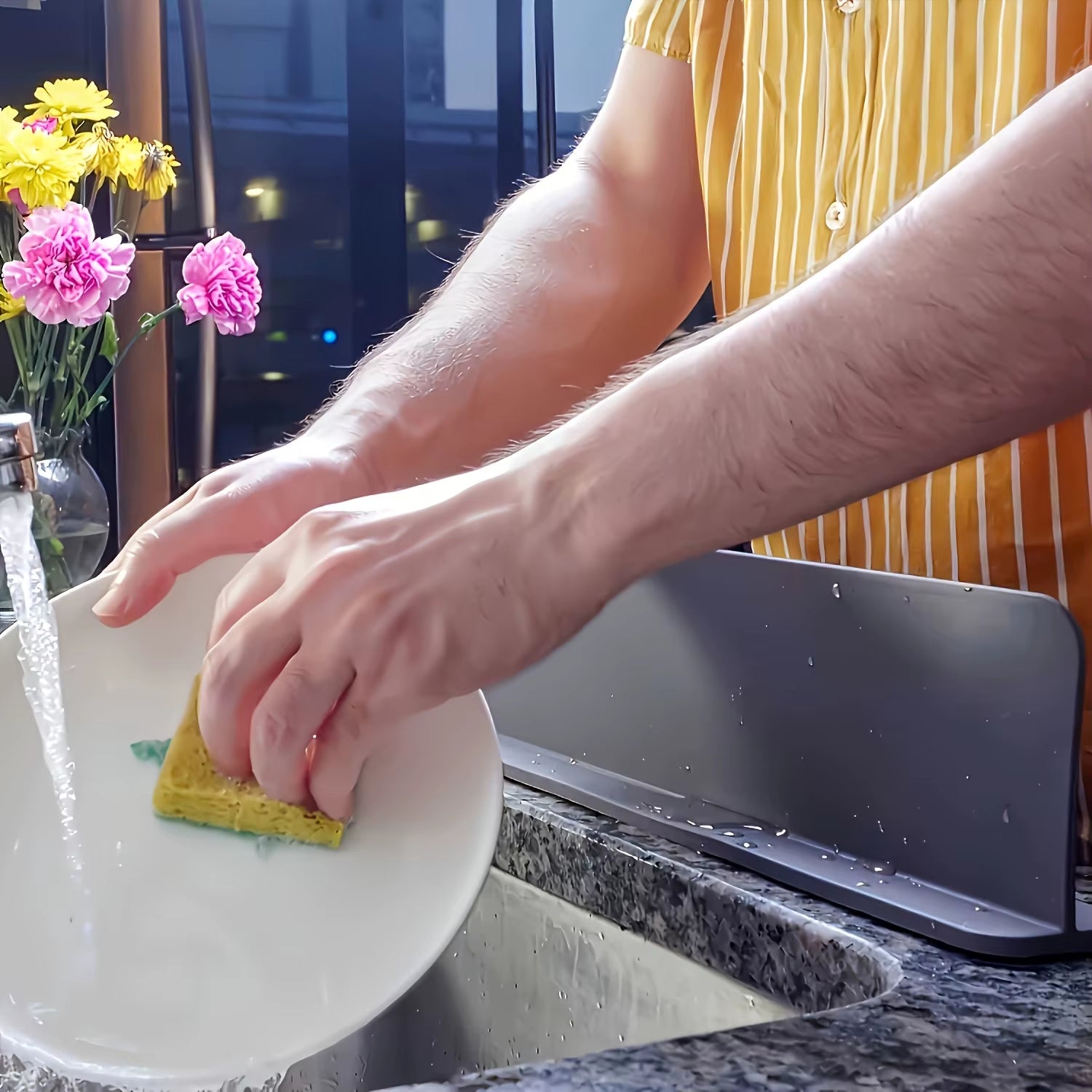 Silicone Sink Splash Guard with Suction Cups - Water Barrier for Kitchen, Lab & Dishwashing Basins