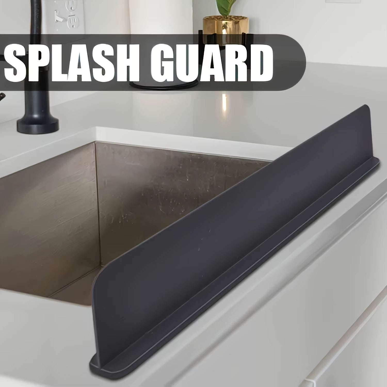 Silicone Sink Splash Guard with Suction Cups - Water Barrier for Kitchen, Lab & Dishwashing Basins